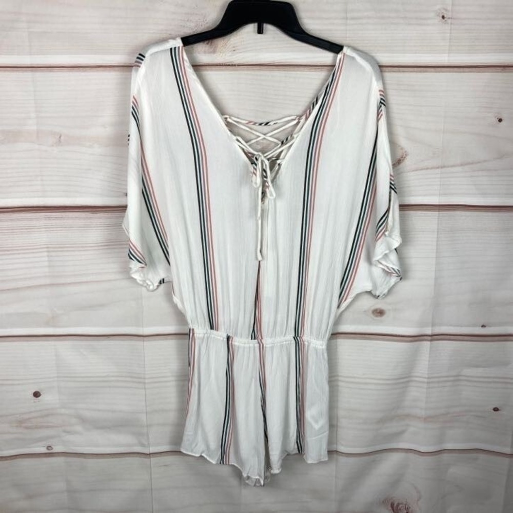 Madewell Tavik Romper Women XS White Harmony Cover-Up Short Sleeve Elastic Waist